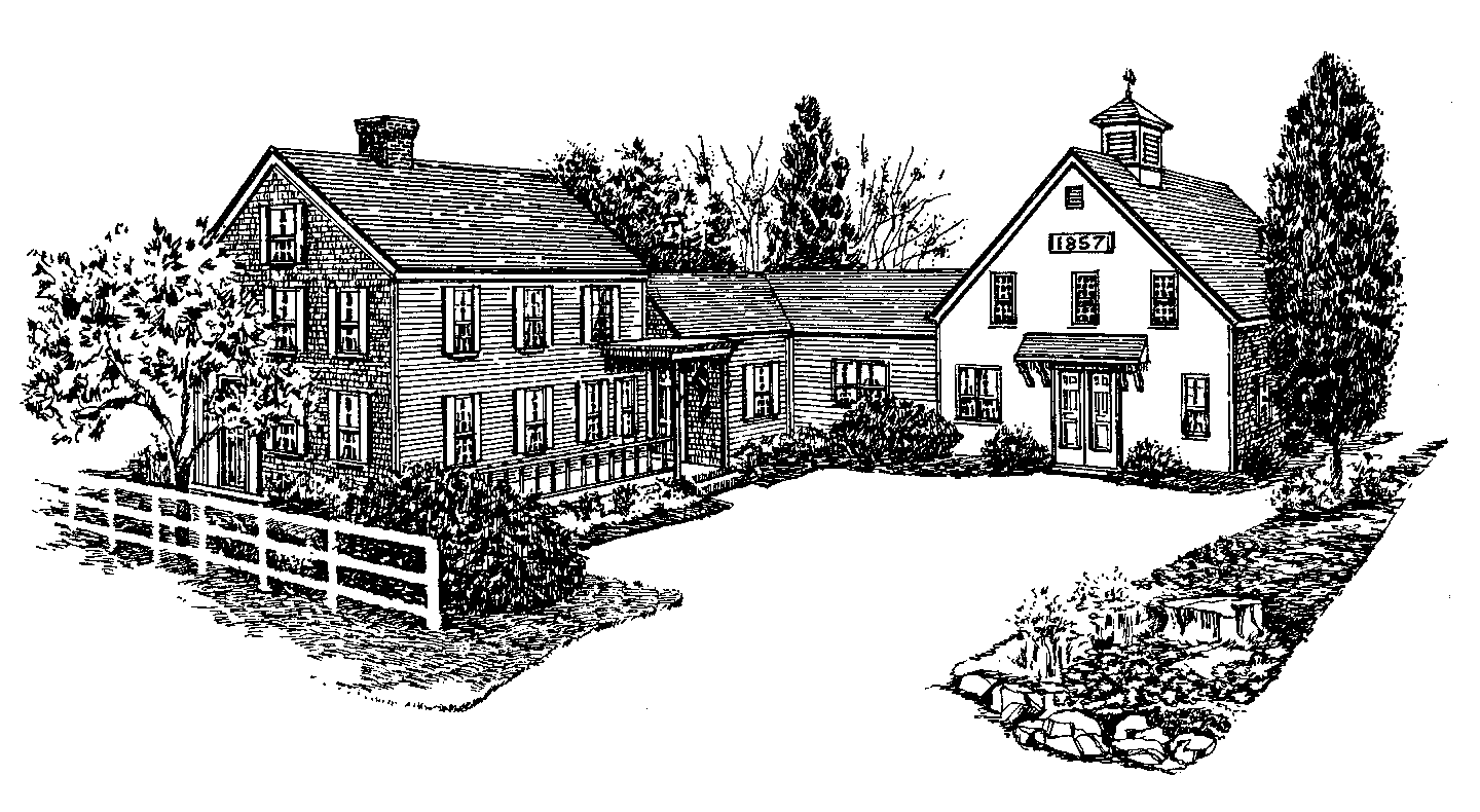 A line drawing of teh Isaiah Hall Bed & Breakfast Inn on Cape Cod